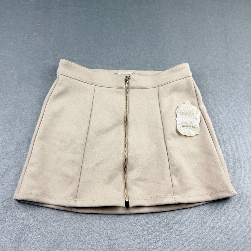 Altar'd State Women's Small Tapioca Faux Suede Front Zip Mini‎ Skirt NWT